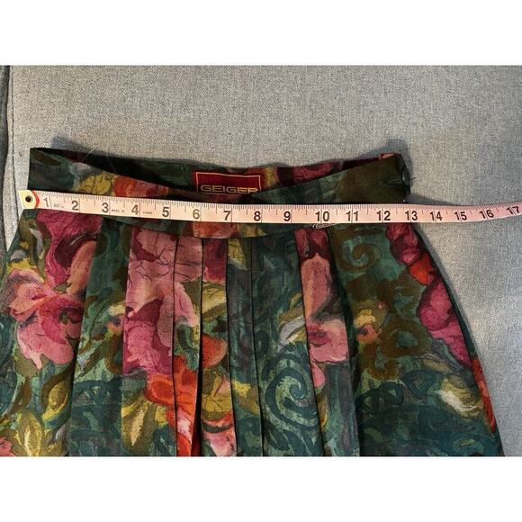 Vintage Geiger Wool Midi Skirt Pleated Floral Lined Austria Womens Size 6 Pocket - Picture 7 of 8